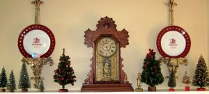 Part of my tree collection on the kitchen mantle