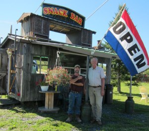 Paul and me in front of his Snack Bar. Make sure to stop!!