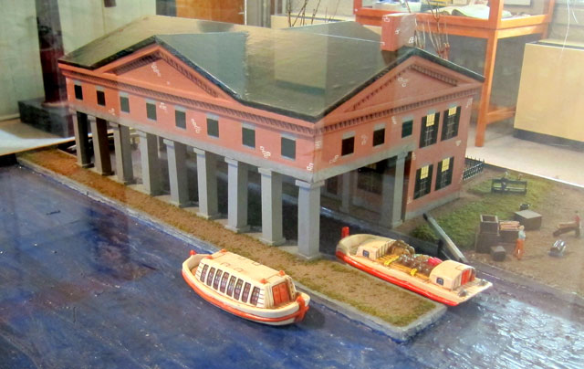 Model of where the boats were pulled in to weigh. Canal has now been filled in for roadway.