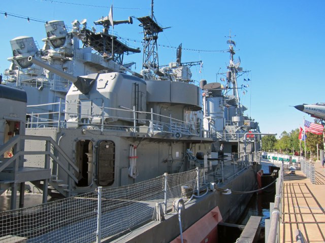 USS SULLIVANS DD-537  with USS LITTLE ROCK to the rear.
