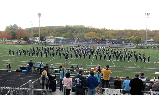 175 member Wilton High School marching band.