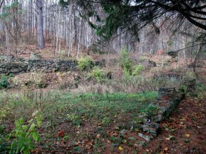 Cellar hole of the 1794 Columbia Hall spa resort hotel