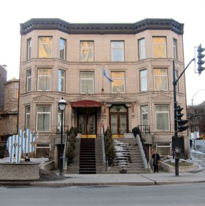 Château Versailles Montreal. One of the former residences in the area. My room is second floor bay window on left.