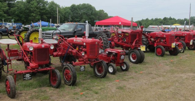 A Lineup of Tractors being exhibited.