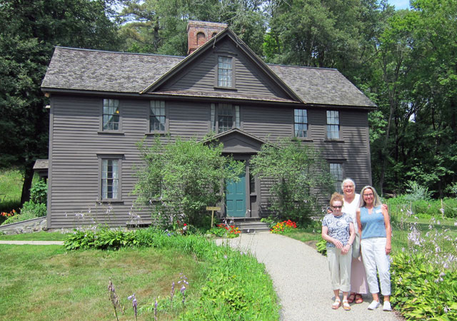 My traveling co-conspirators anxious approaching ORCHARD HOUSE. Carolny, Kathy, and Tara.