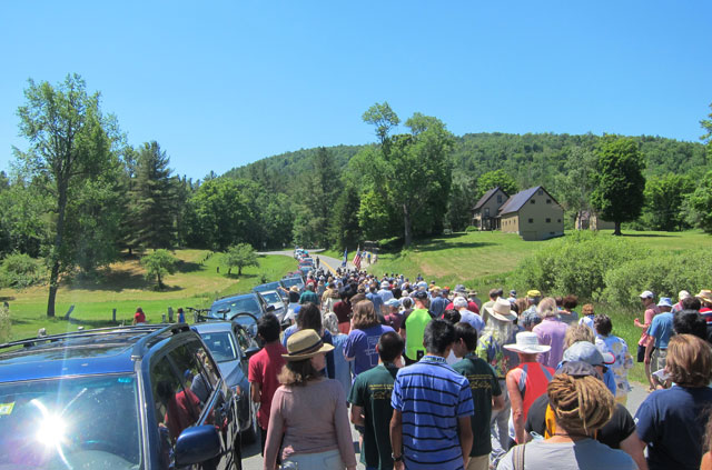 "Parade" heading out of the village for the cemetery.